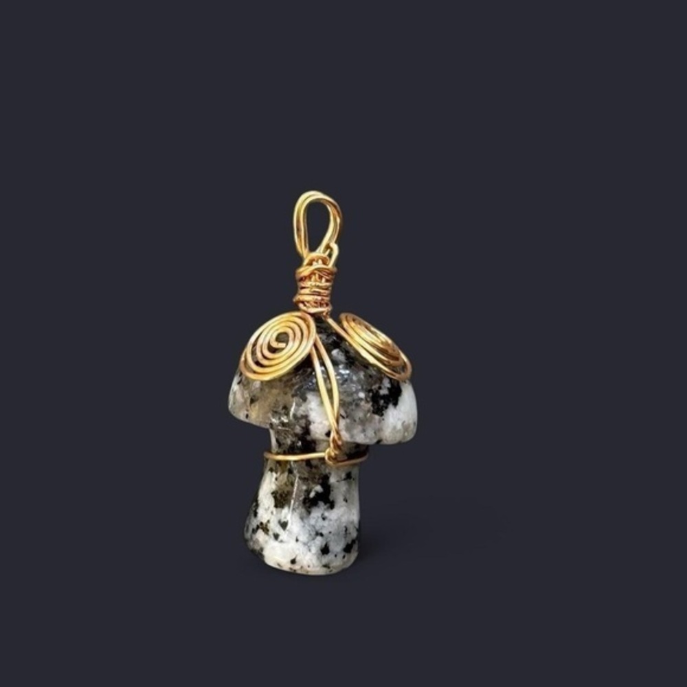 Diorite Wire Wrapped Mushroom Pendant